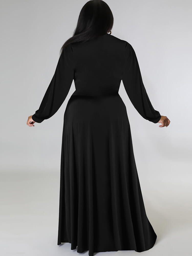 Two Piece Long Sleeve Crop Top Maxi Skirts