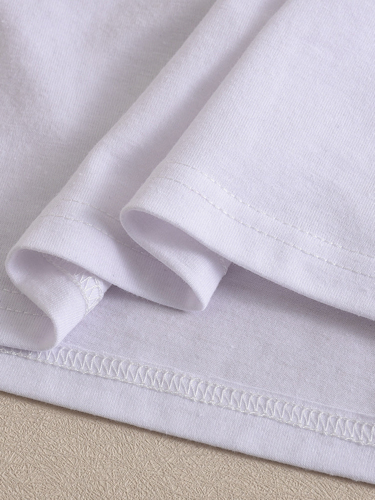 3D Butterfly Print Loose Top & Lace Shorts Set