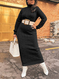 Solid Color Turtleneck Knit Dress