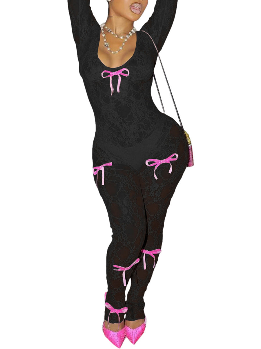 Lace Bowknot Jumpsuit