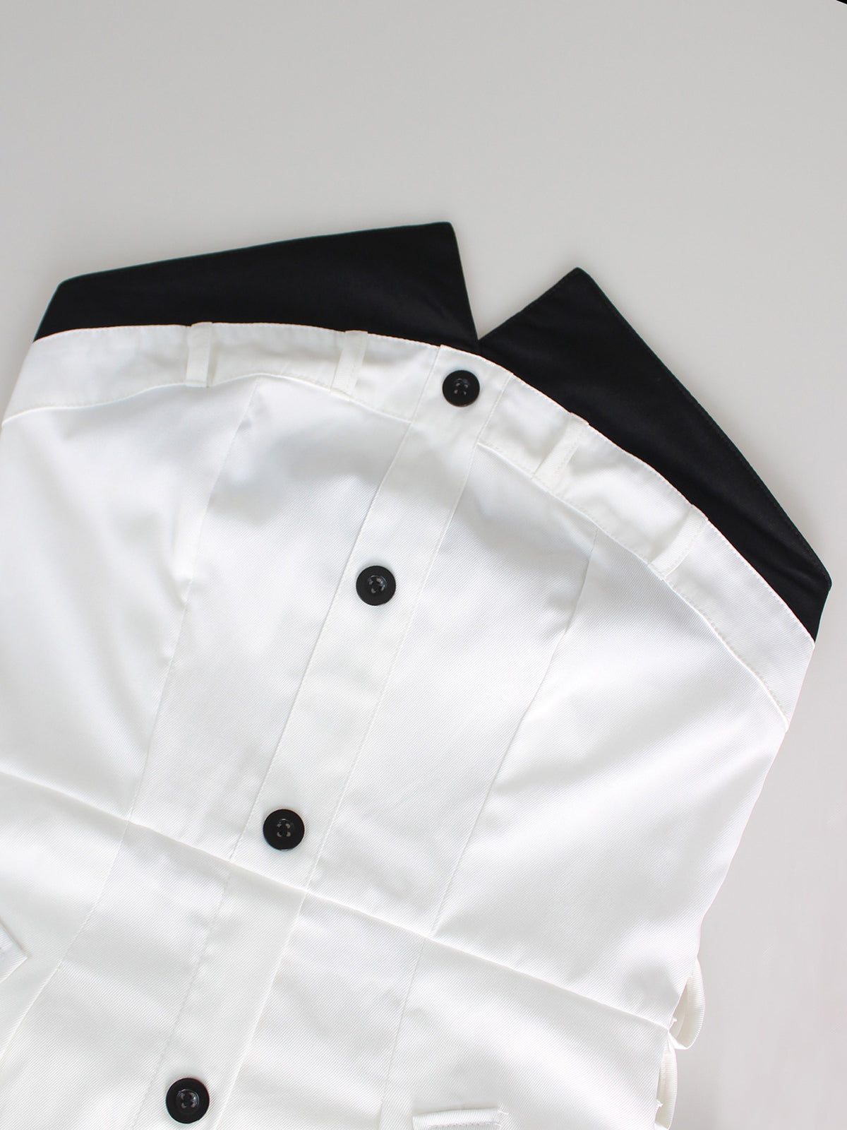 Strapless Button Front Belted A-Line Maxi Dress