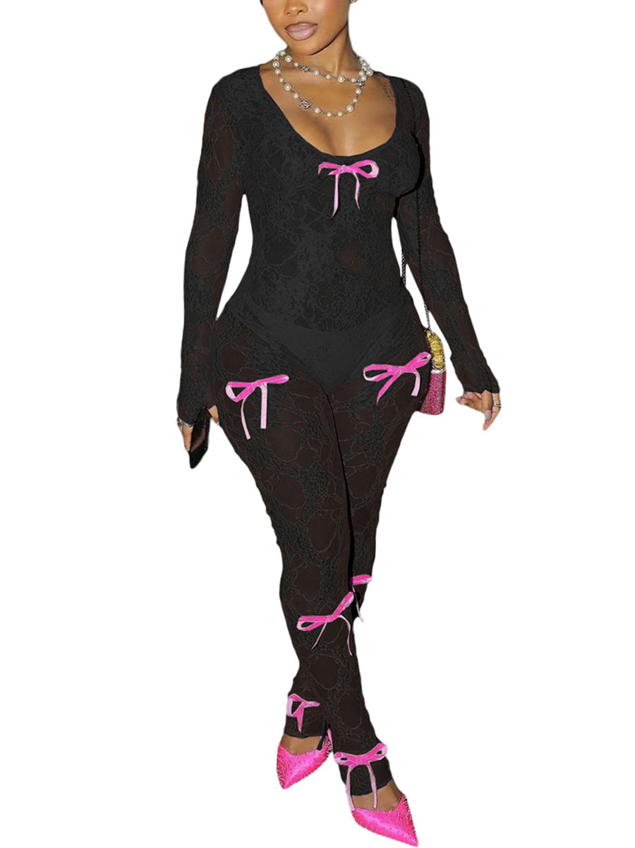 Lace Bowknot Jumpsuit
