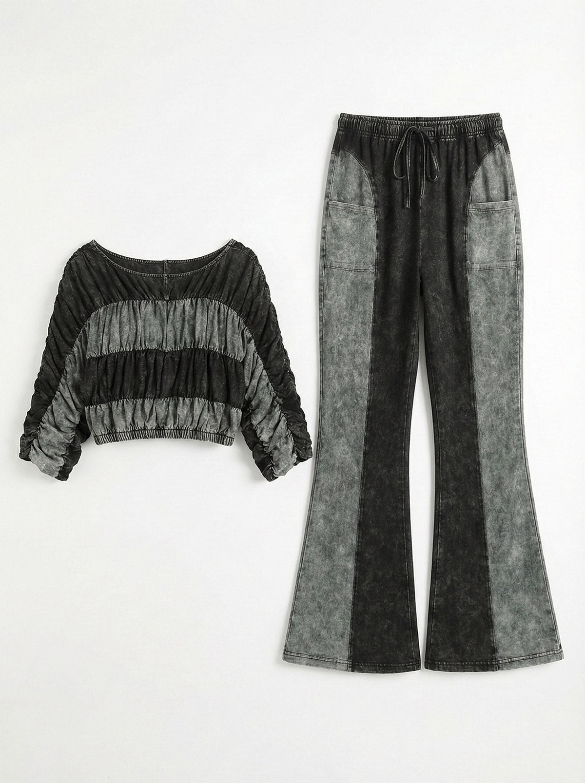 Colorblock Ruched Pants Set