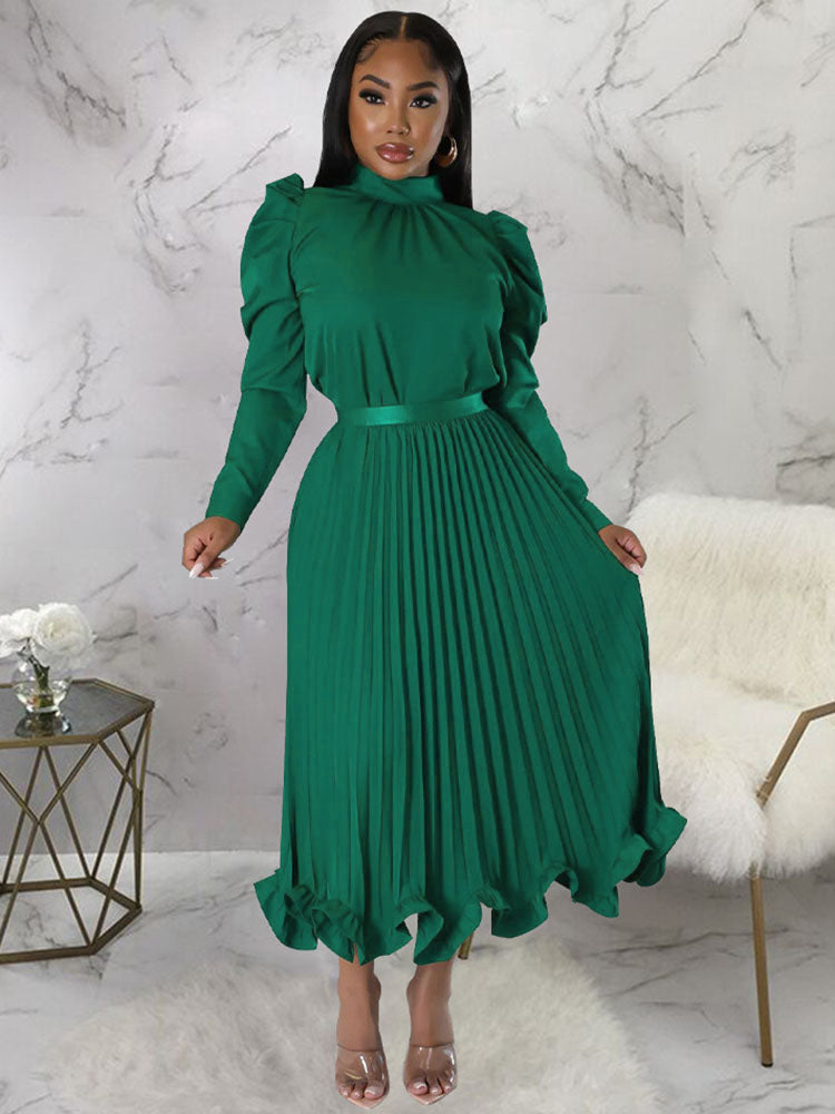 Two Piece Crop Top Pleated Maxi Skirts