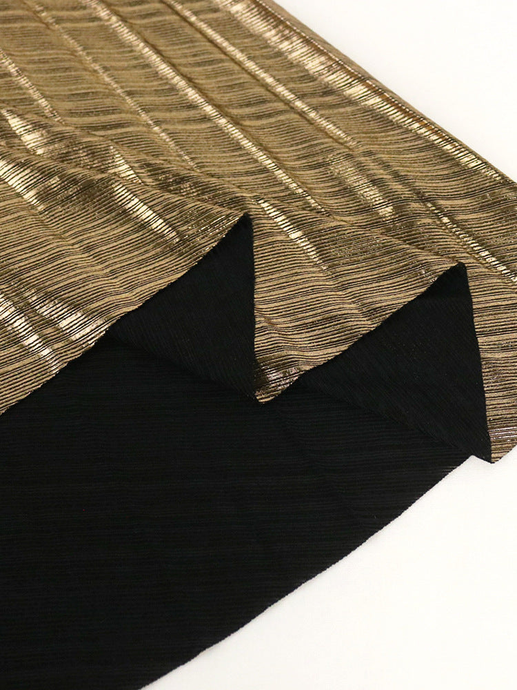 One-Shoulder Glitter Pleated Maxi Dress