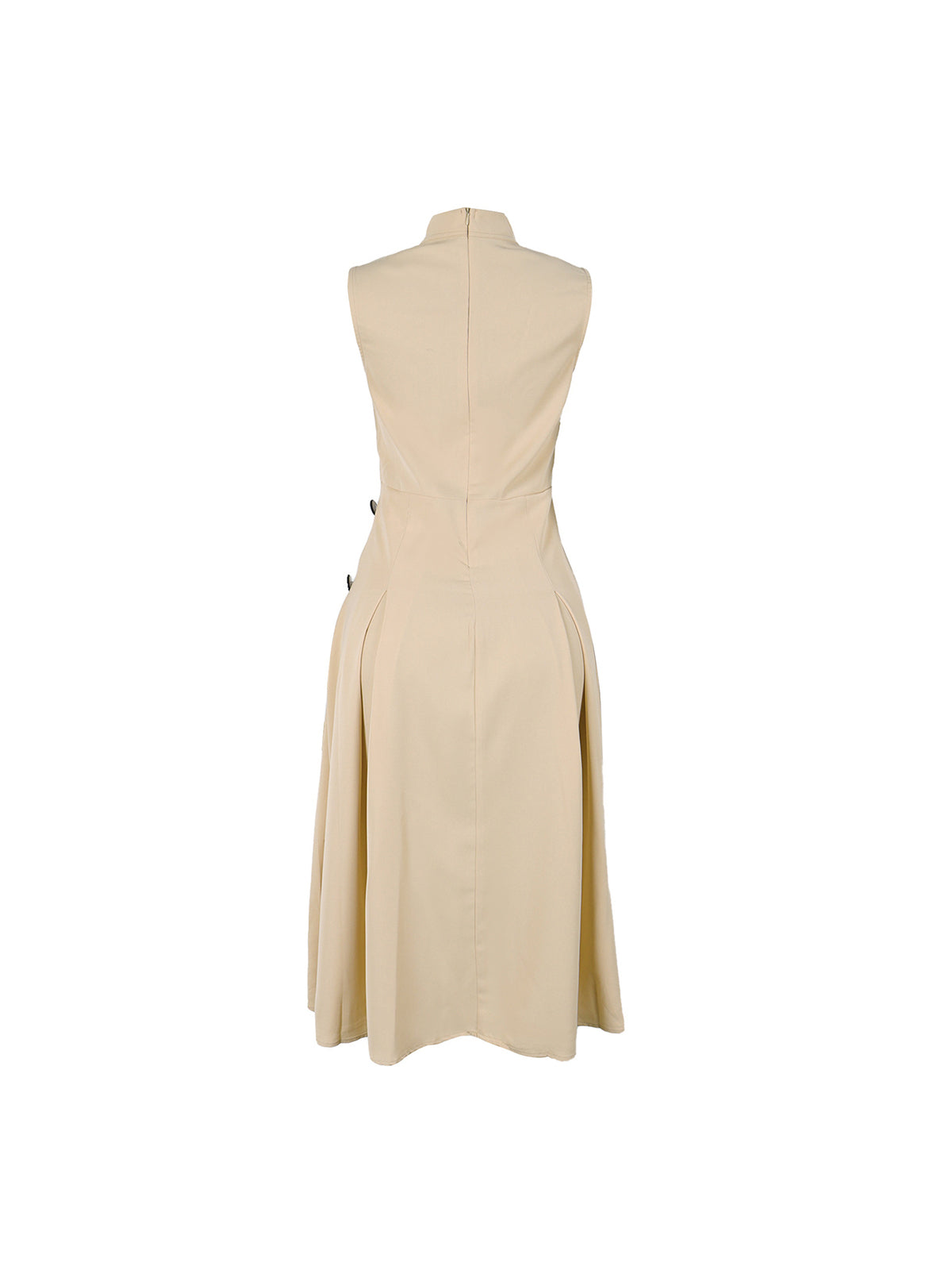 Sleeveless Button Design Midi Dress