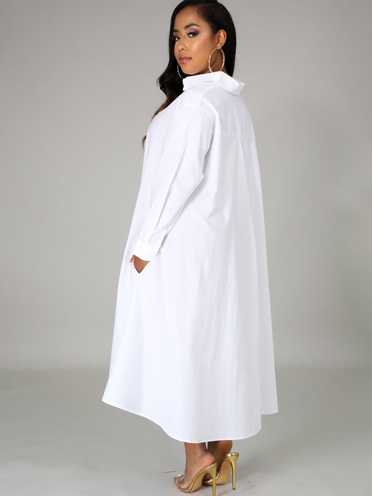 Long Sleeve Loose Shirt Maxi Dress