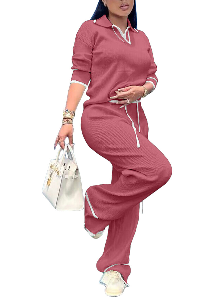 Casual Wide Leg Pant Knit Set