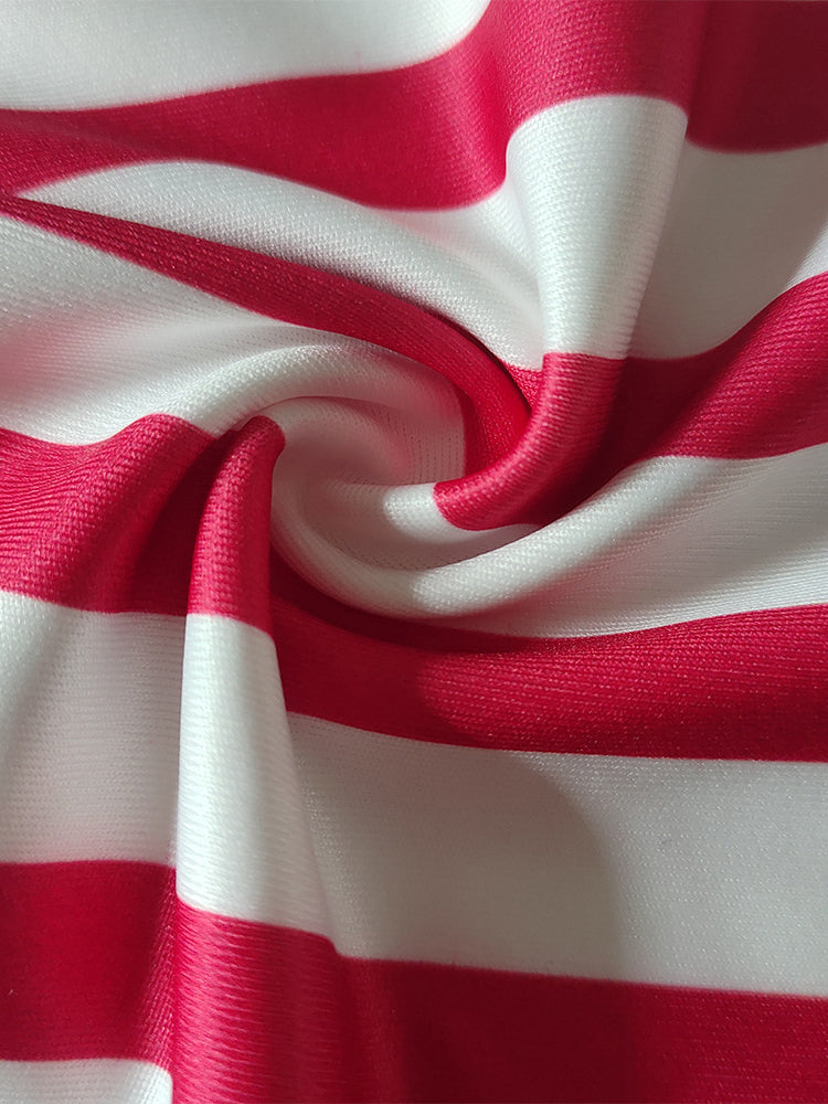 Two Pieces Striped Crop Top Wide Leg Pants