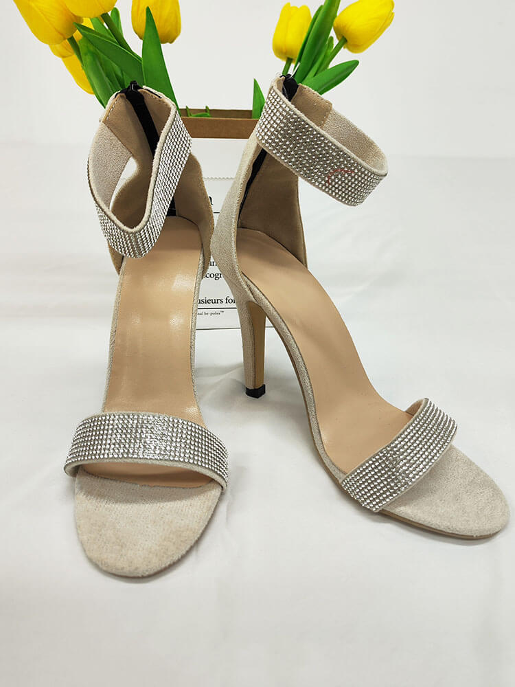 Rhinestone Ankle Strap High Heel Sandal