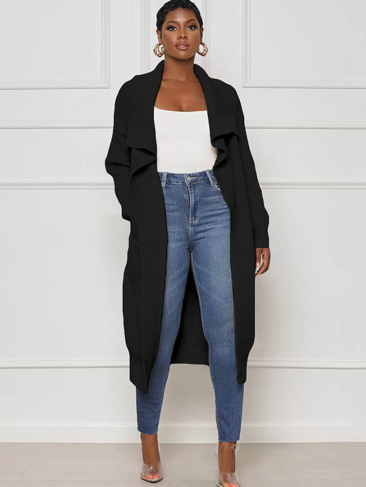 Knit Long Sleeve Solid Bodycon Cardigan