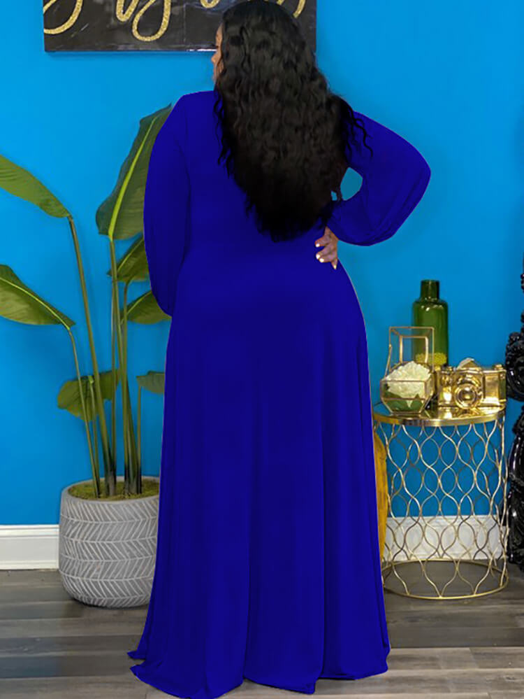 Long Sleeve Lace Up Split Maxi Dress