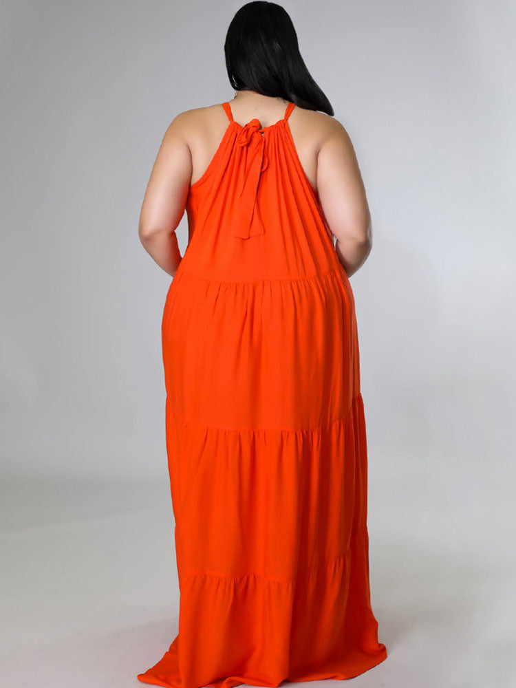 Plus Size Sleeveless Ruched Maxi Dress