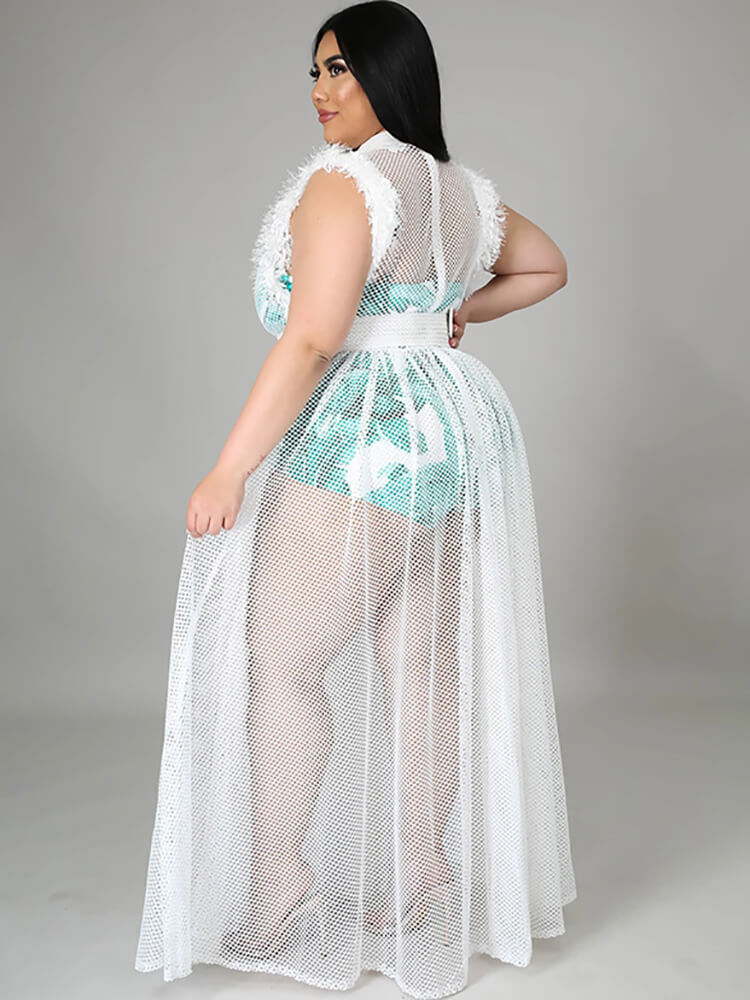 Two Piece Sleevelesss Mesh Dress Romper