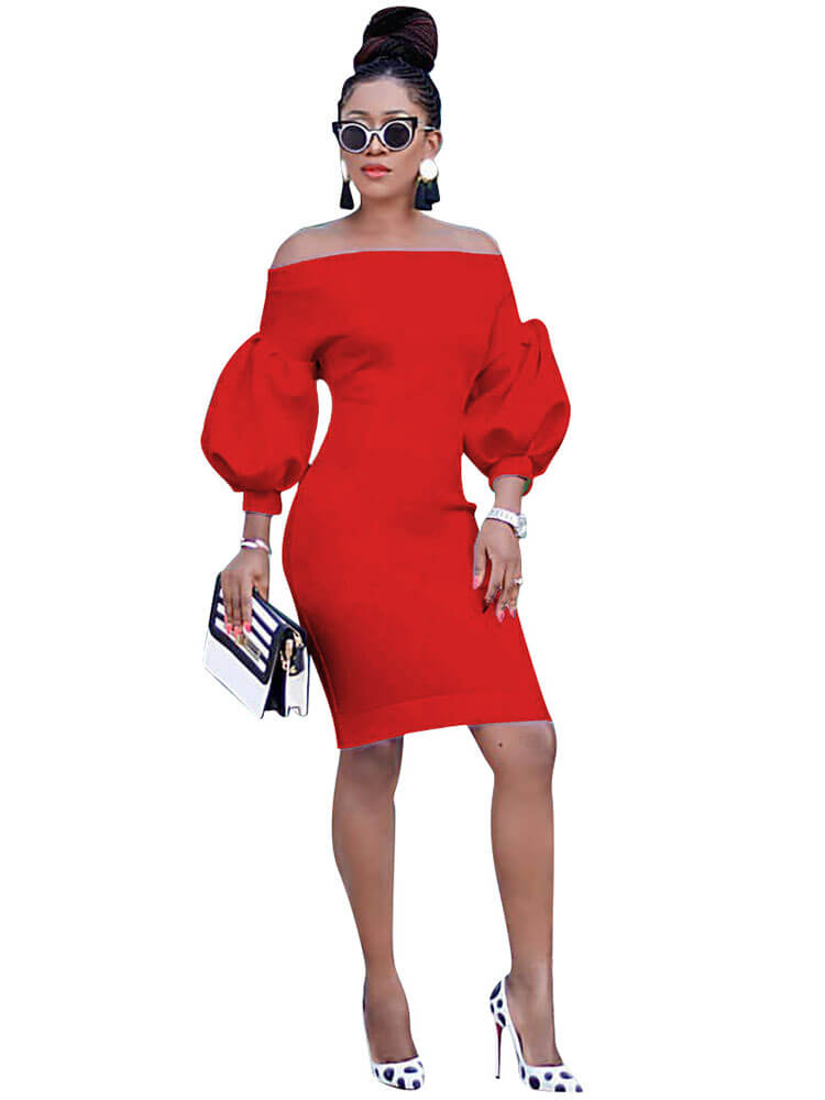 Off Shoulder Bodycon Midi Dress