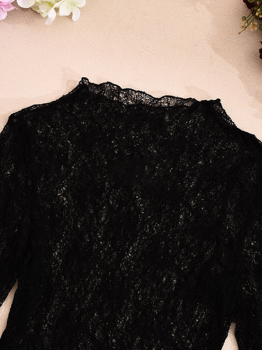 Long Sleeve Lace Slip Dress Set