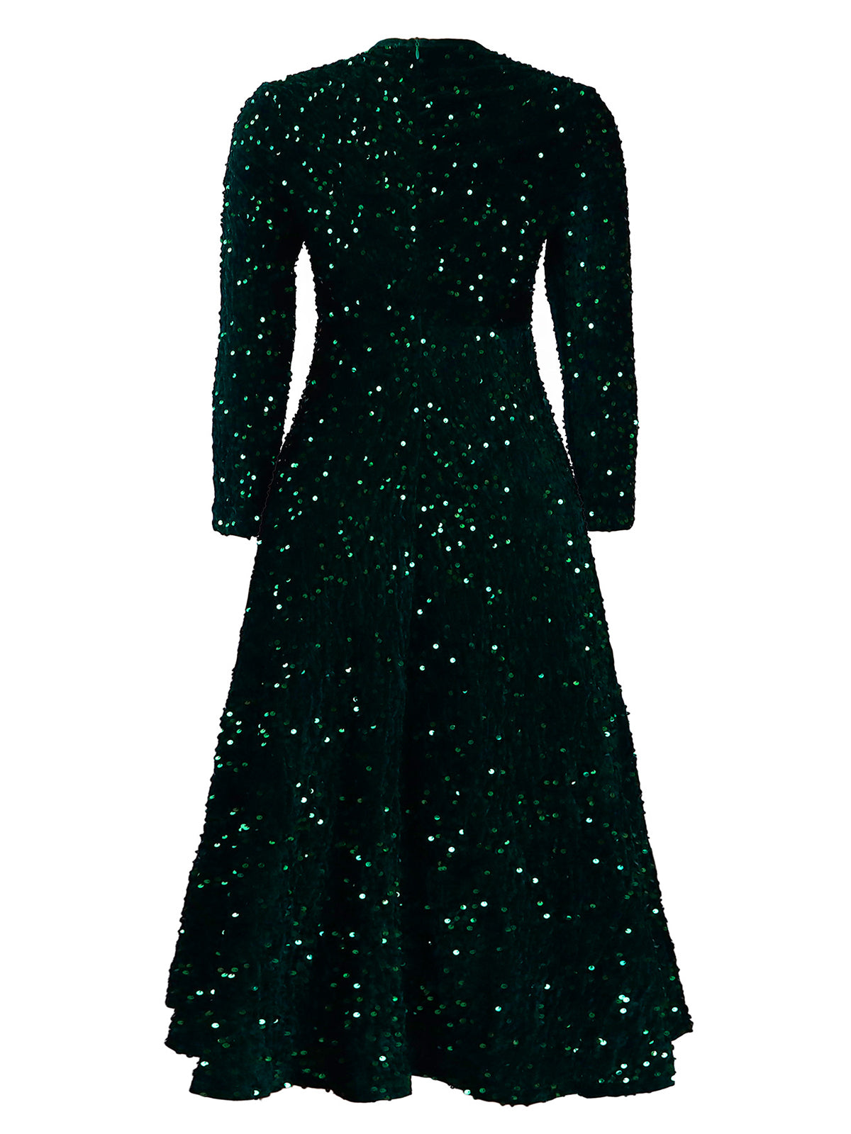 Long Sleeve Solid Color Sequin Dress
