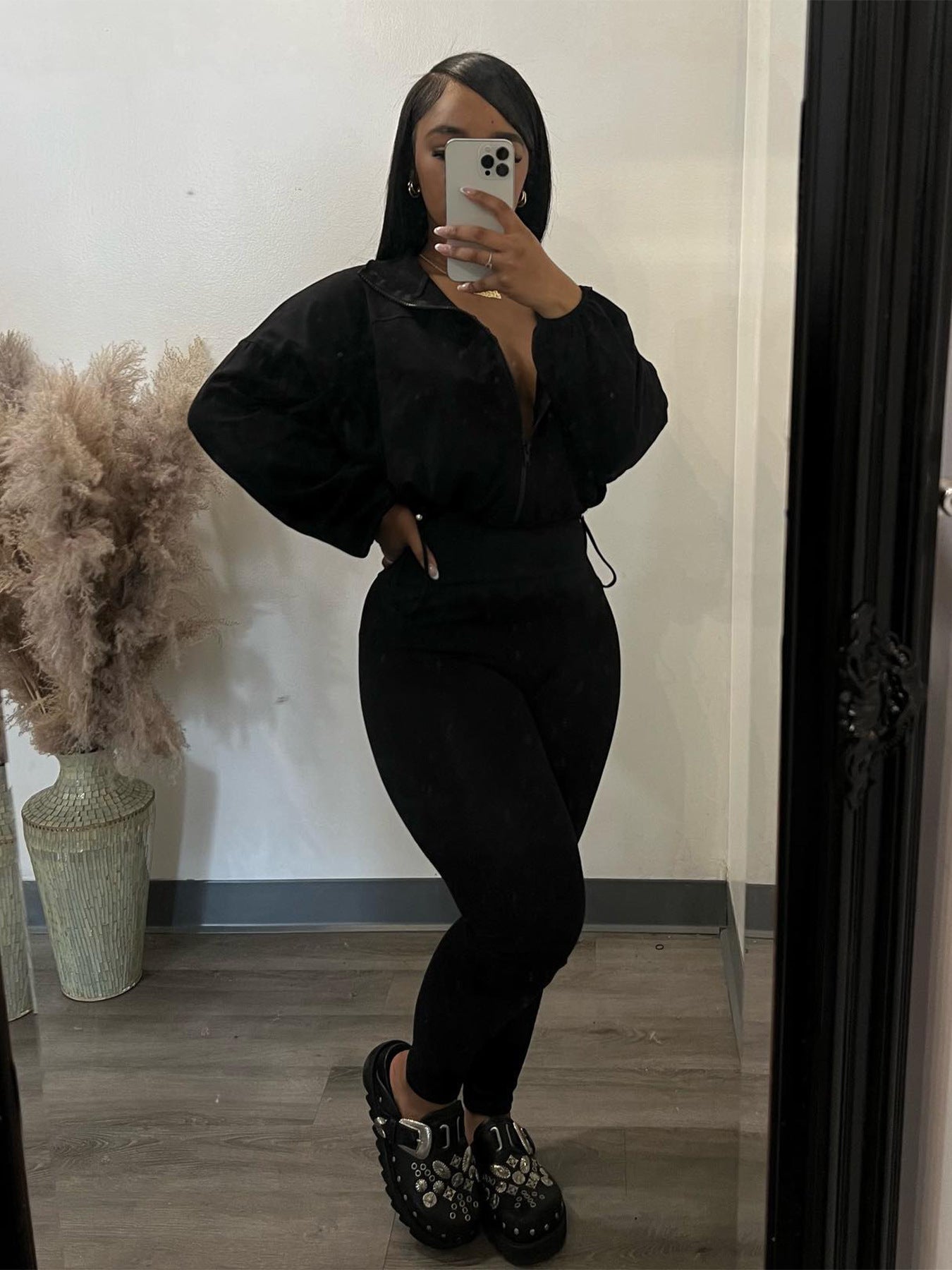 Two Piece Long Sleeve Jacket Skinny Pants