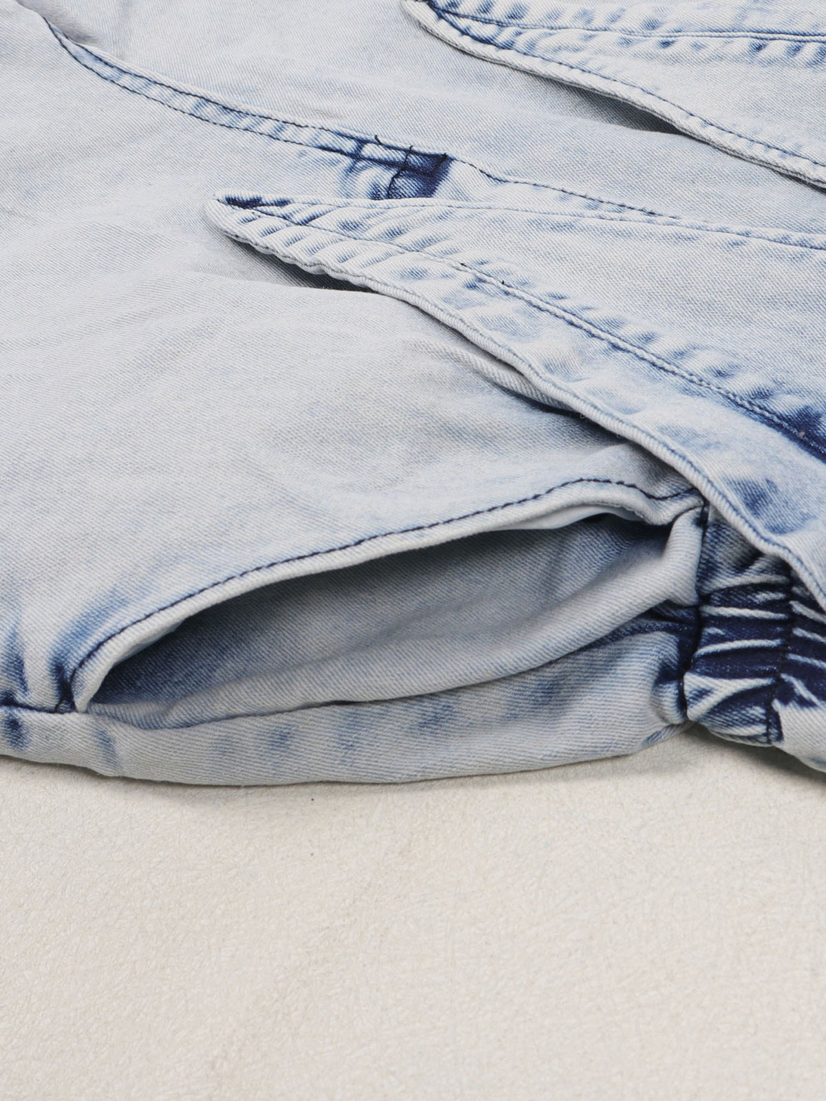 Sleeveless Elastic Waist Denim Romper