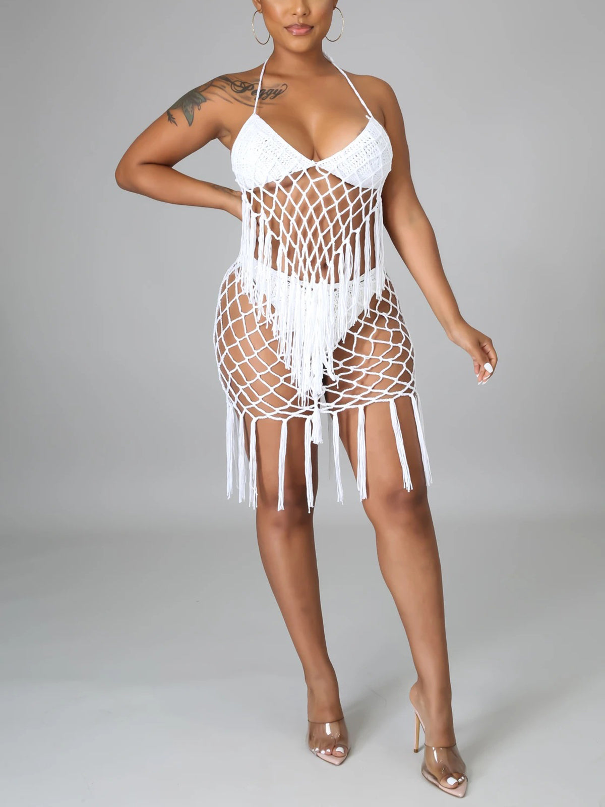 Two Piece Tassels Cover Up Swimsuit