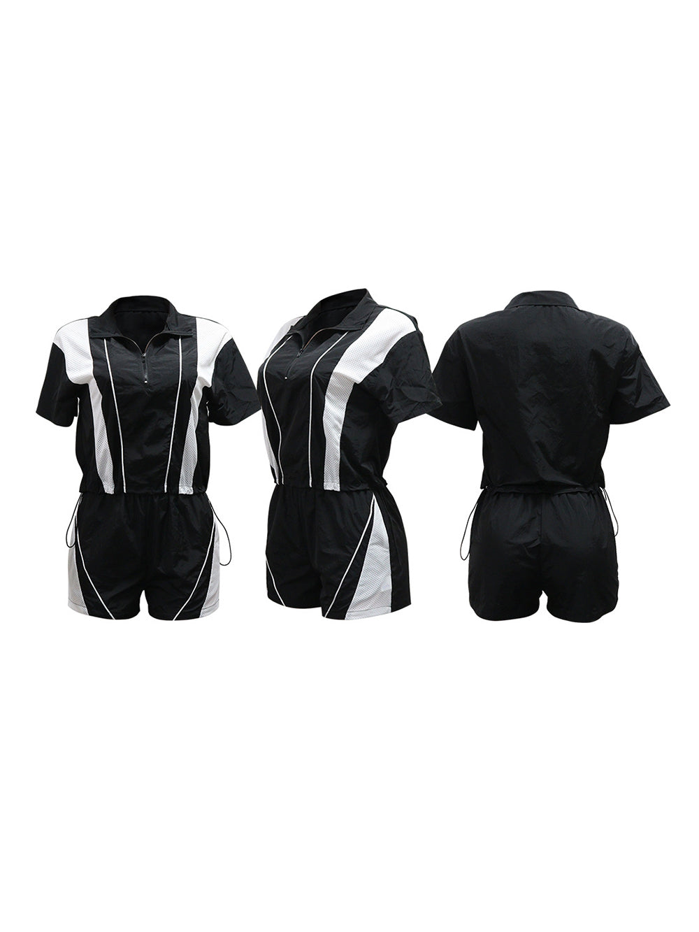 Sporty Patchwork Top Shorts Set