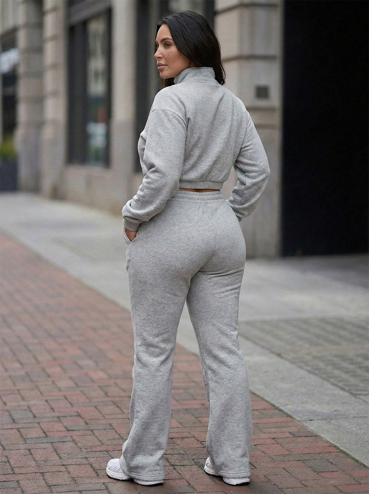 Mock Neck Zipper Pant Set