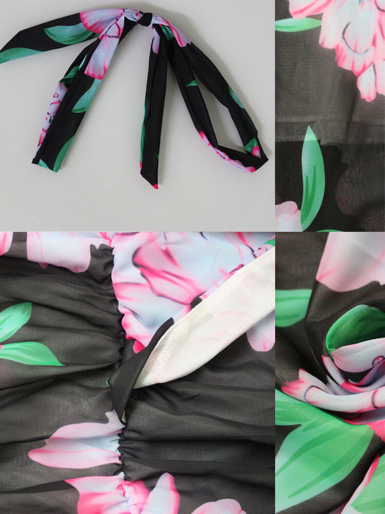 Floral Print Pleated Maxi Dress