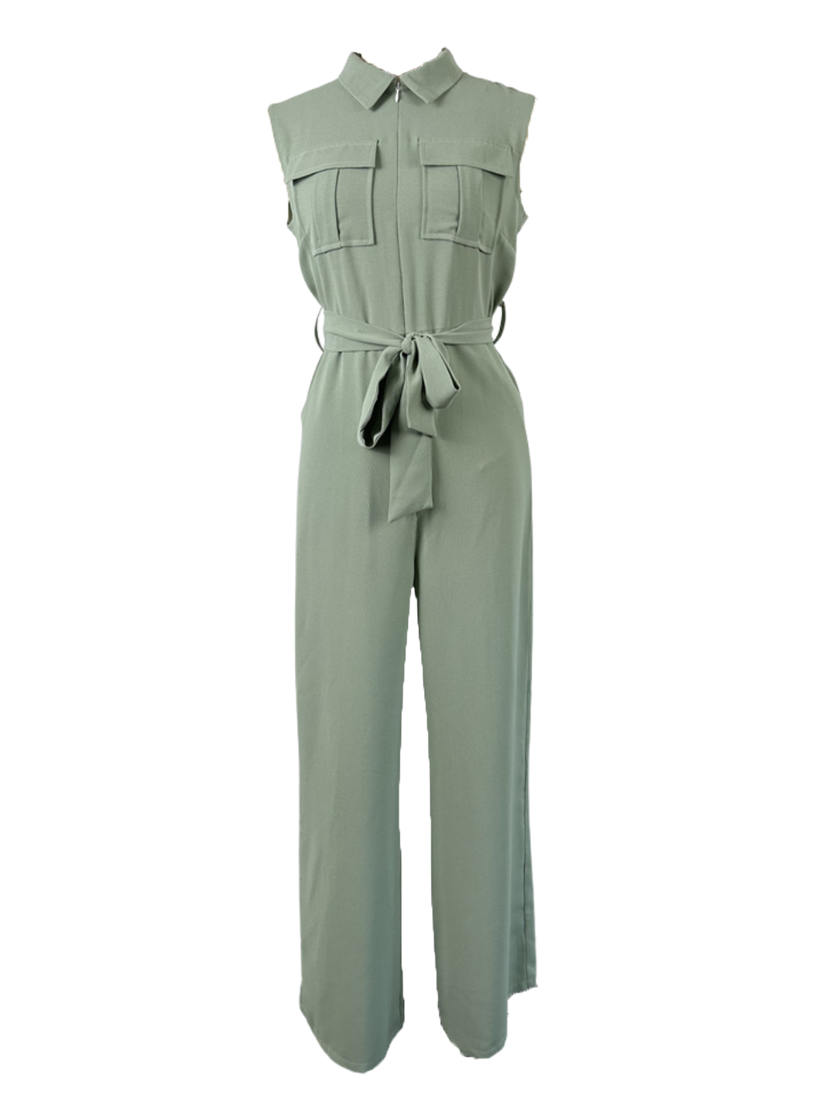 Lapel Lace-Up sleeveless jumpsuits