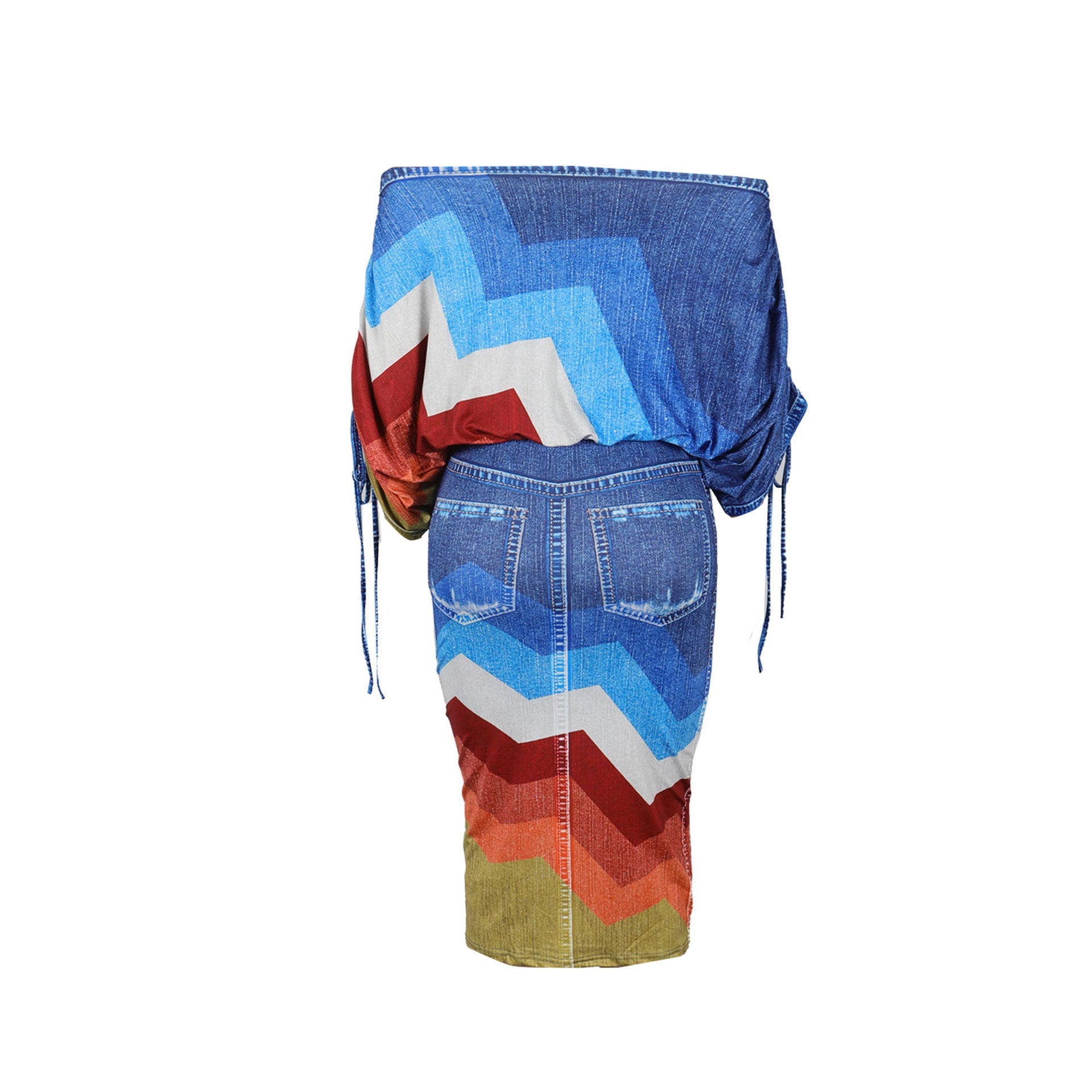 Off Shoulder Colorful Skirt Set