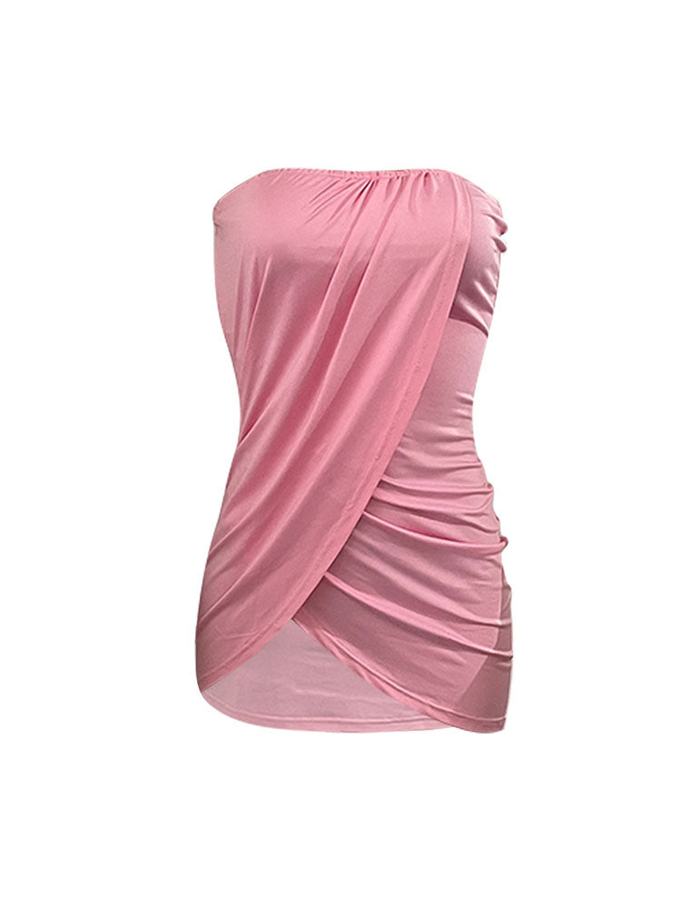 Sleeveless Ruched Split Bodycon Mini Dress