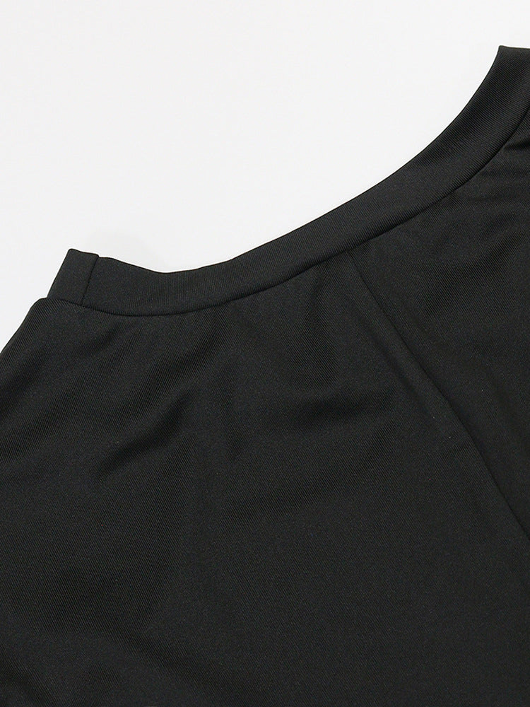 Letter Print Lace Patchwork Maxi Dress