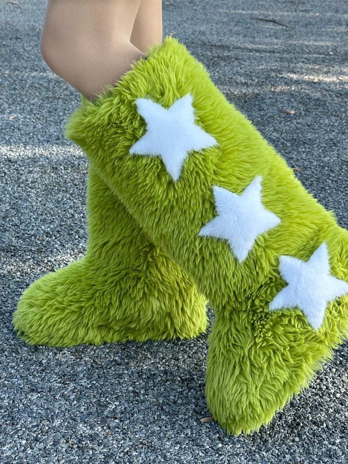 Star Print Fur Bootss