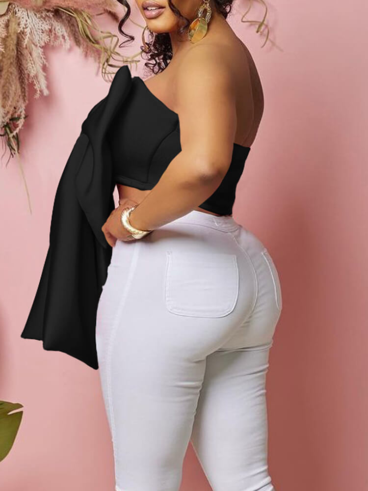 Off Shoulder Bow Knot Tube Top