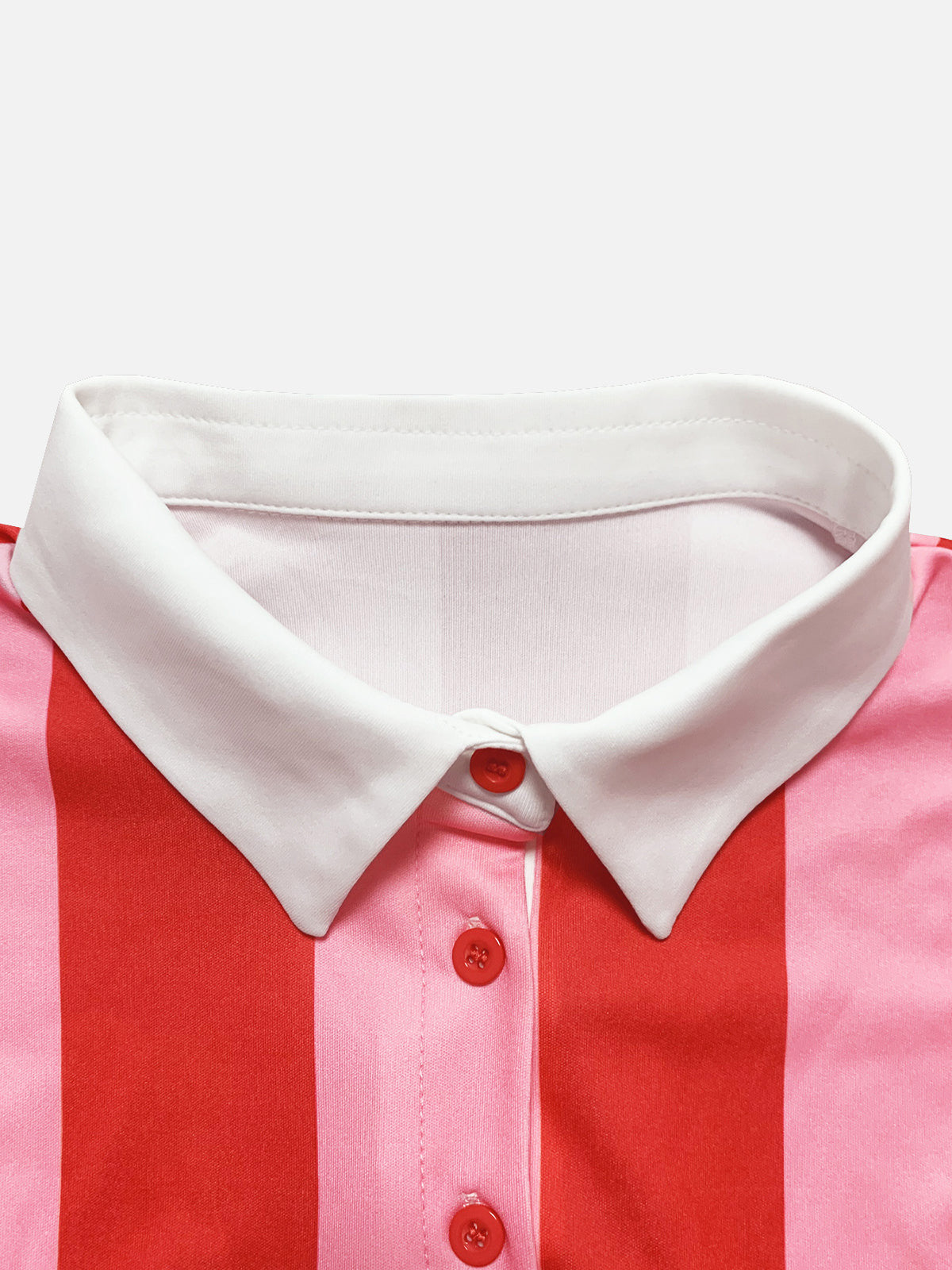 Striped Polo Crop Top Shorts Set