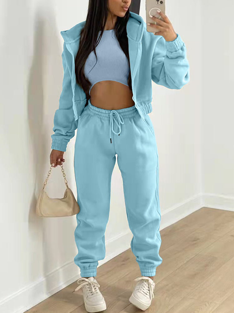 Three Pieces Vest and Hoodie and Pants Set