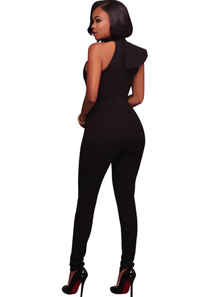 One Shoulder Sleeveless Ruffle Jumpsuit