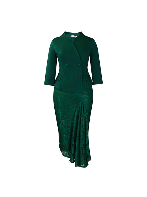 Elegant Lace Top Pencil Skirt Set