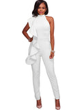 One Shoulder Sleeveless Ruffle Jumpsuit