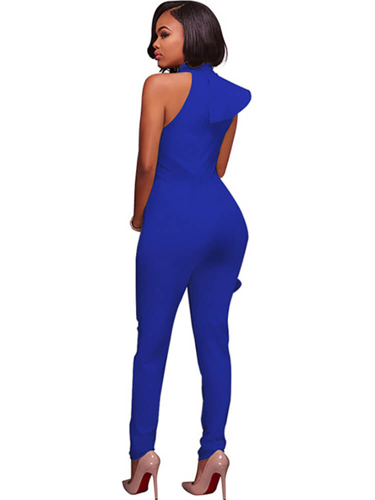 One Shoulder Sleeveless Ruffle Jumpsuit
