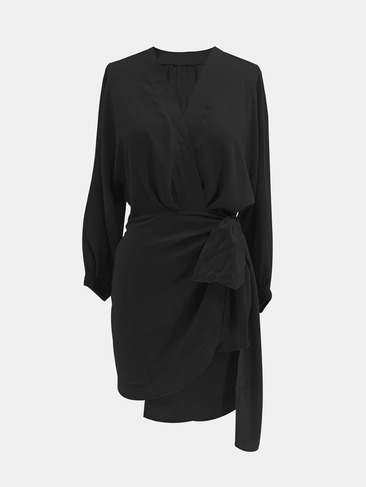 Belted Lantern Sleeve Mini Dress