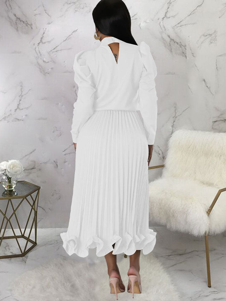 Two Piece Crop Top Pleated Maxi Skirts