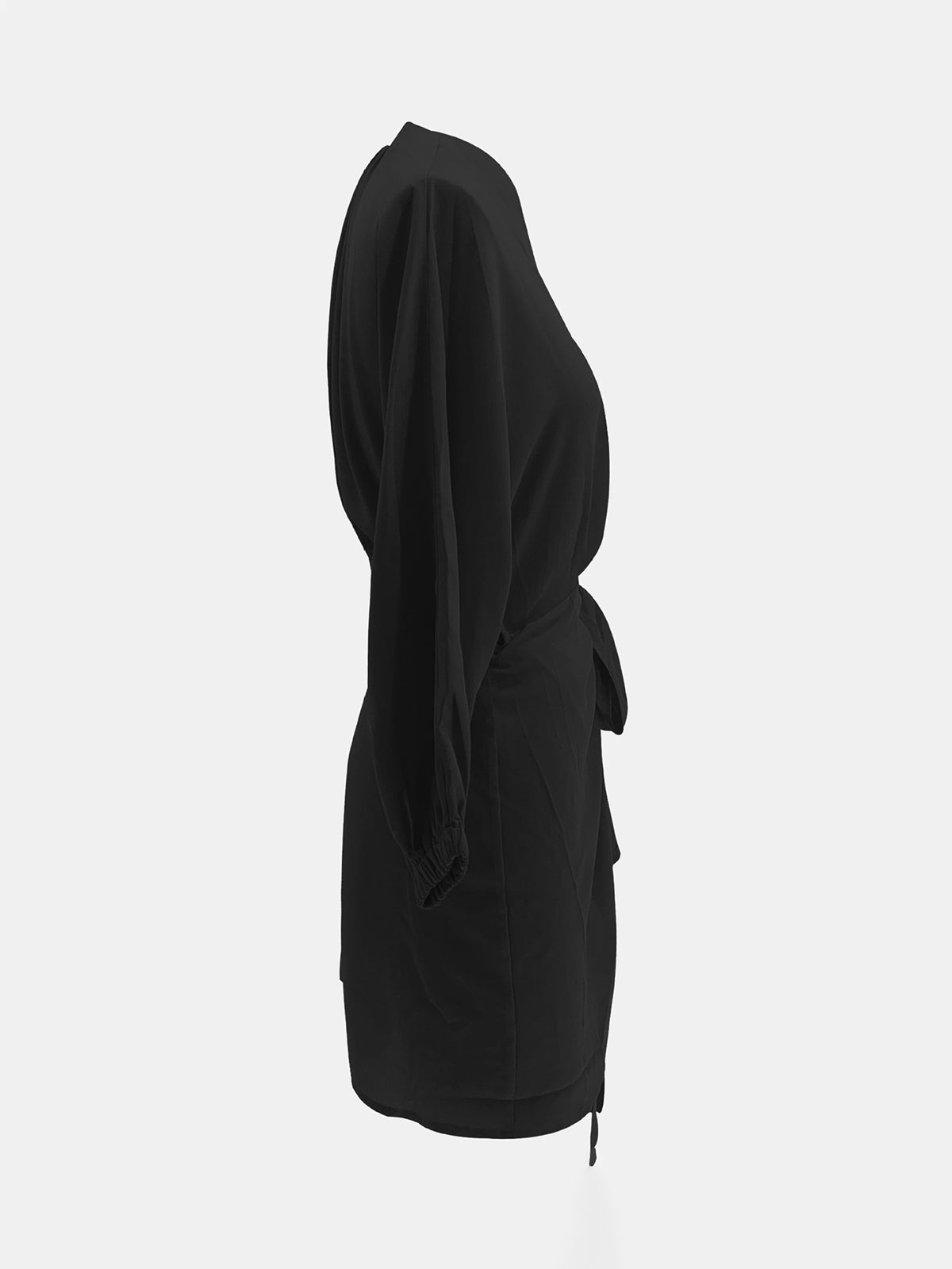 Belted Lantern Sleeve Mini Dress