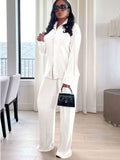 Two Piece Pleated Long Sleeve & Long Pants