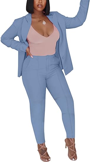Two Piece Long Sleeve Blazer Pants Set