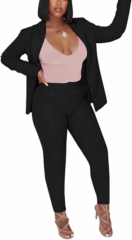 Two Piece Long Sleeve Blazer Pants Set