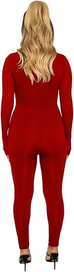 Long Sleeve Zipper Bodycon Solid Color Jumpsuit