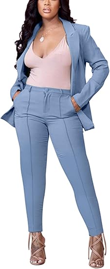Two Piece Long Sleeve Blazer Pants Set