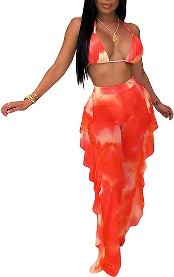 Two Piece Cropped Top Ruffled Trousers