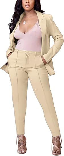 Two Piece Long Sleeve Blazer Pants Set