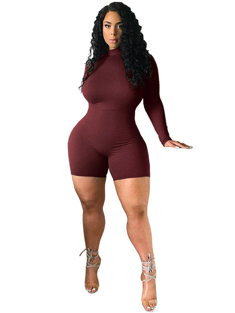 Bodycon Long sleeve Mock Neck Romper